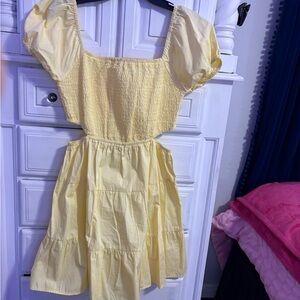 Yellow Puff Sleeve Dress